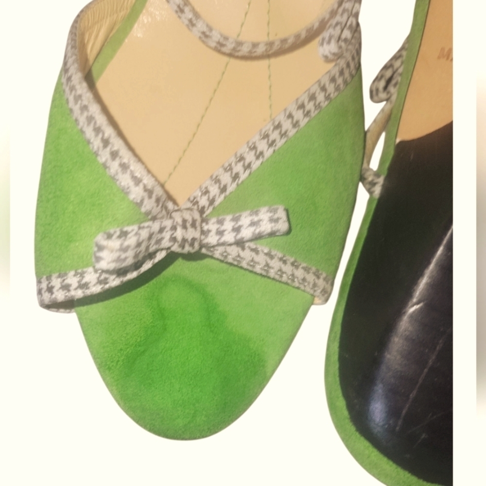 Kate Spade NY Women's Lime Green Kitten Heel Suede Fabric Detailing Sandals Sz 9 - Picture 6 of 9